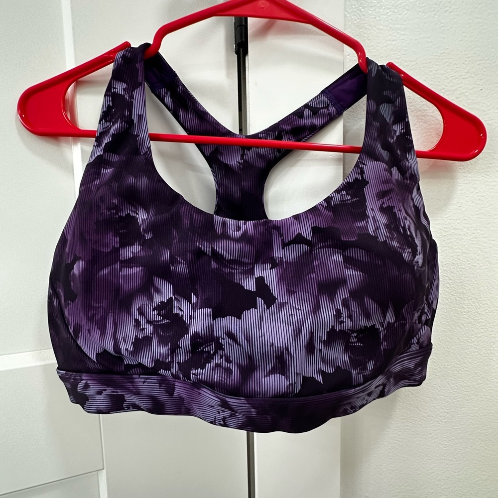 Athleta Dark Purple Floral Sports Bra
